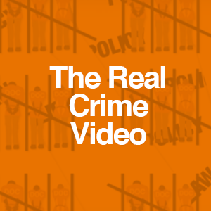The Real Crime Video logo on orange background