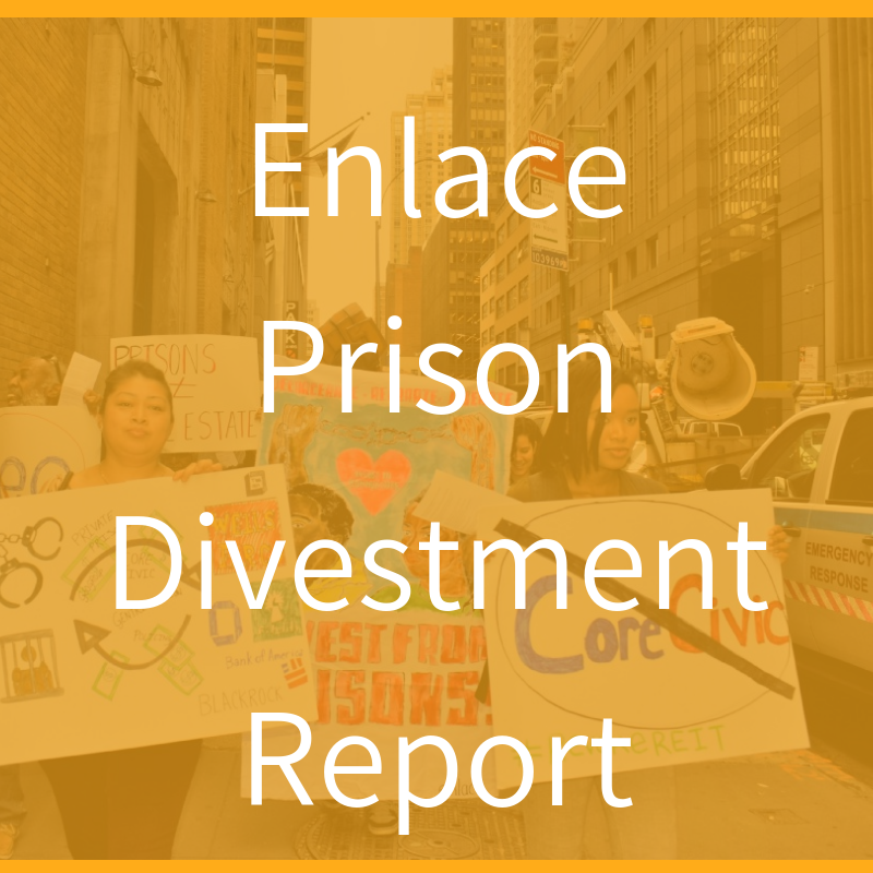 Protesters holding prison divestment signs downtown