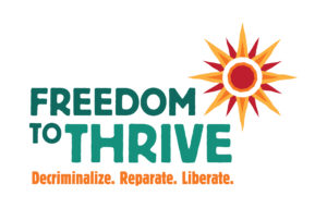 Stylized sun next to "Freedom to Thrive" text